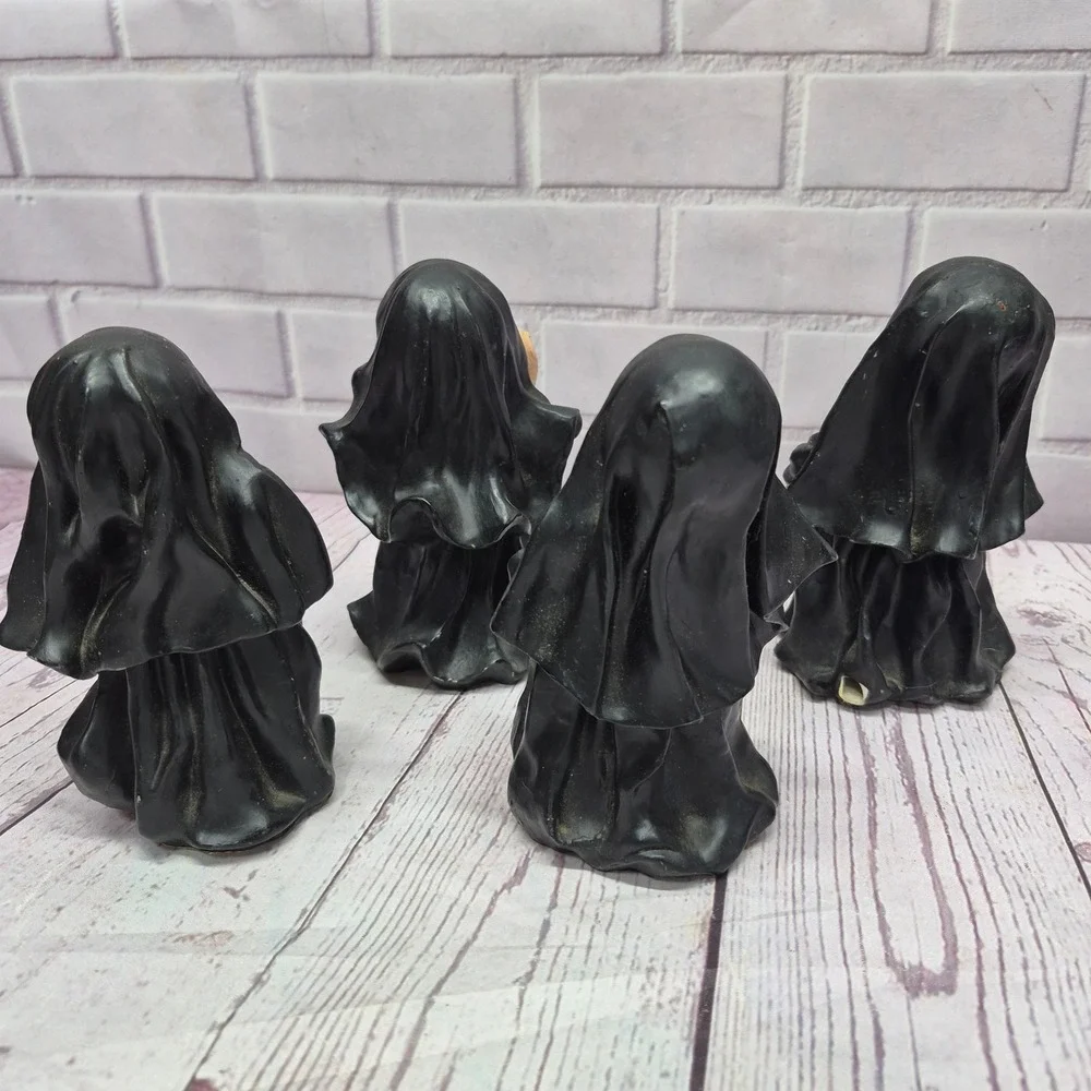 Vintage Set of 4 Singing Nun Figurines Black White Religious Sisters Decor 5in